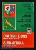 1980 British & Irish Lions to S Africa Rugby 3rd Test Programme: Slight wrinkle to corner^ o/wise VG