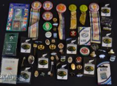 Rugby Lapel/Pin Badge Collection (Qty): approx 60 badges^ from 1950s colourful round tin ones with