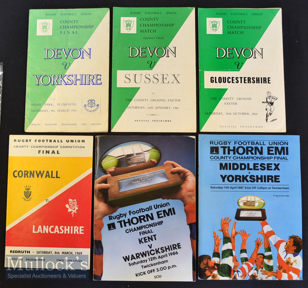 1957-87 County Championship Rugby Programmes (6): Devon v Yorkshire (Plymouth) 1957^ v Sussex 1961 &