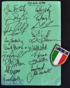 2002 Irish Rugby Tour to NZ Autographs etc (2): A4 green card sheet with the neatly arranged