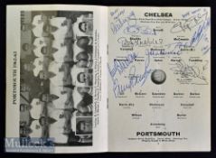 1962/63 Signed Chelsea v Portsmouth football programme a victorious 7-0 win for Chelsea^ date 21 May