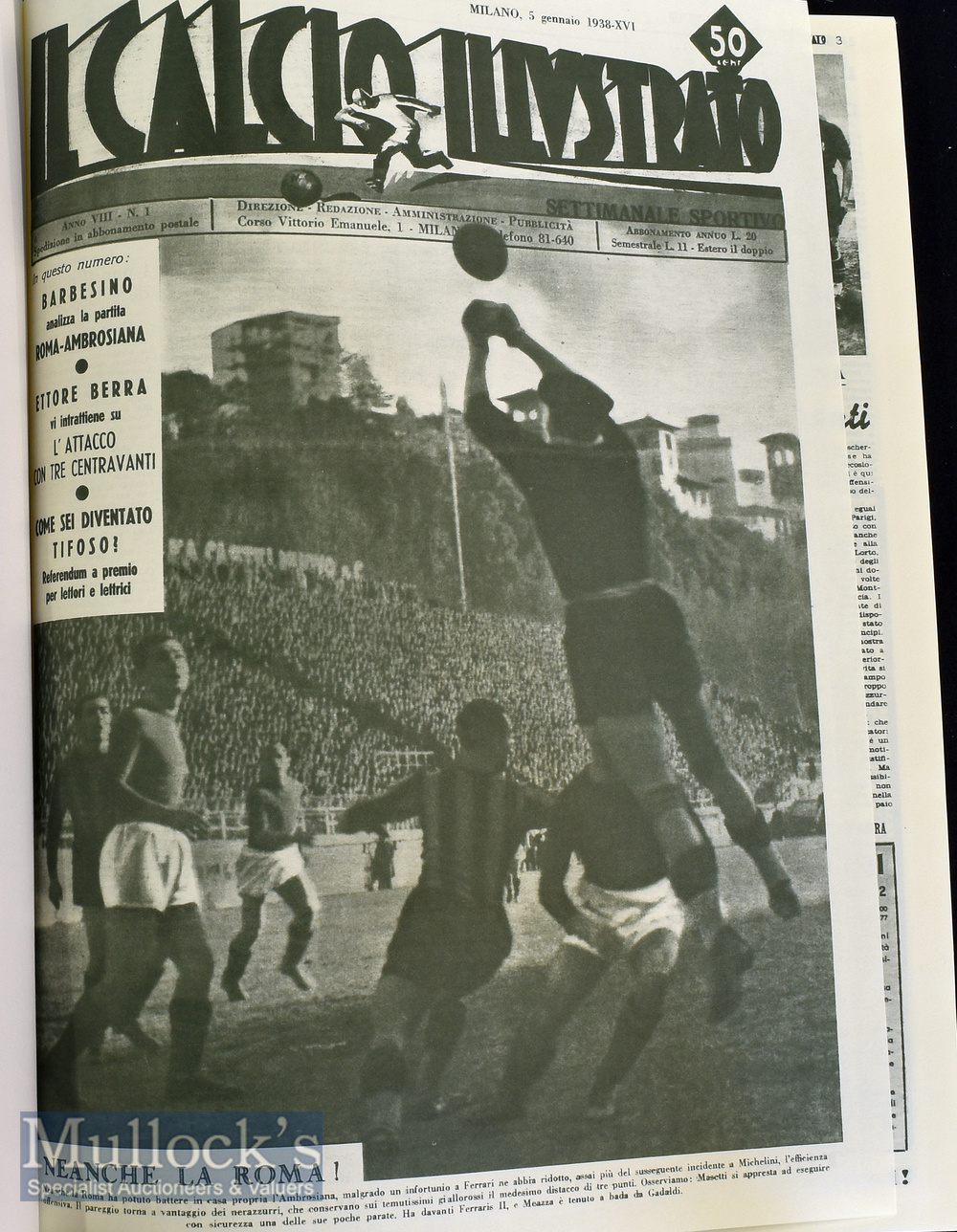 ‘Il Calcio Illustrato’ Italian Magazine Bound facsimile collection for 1938 with extensive - Image 2 of 2