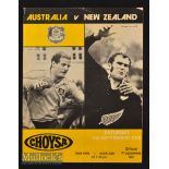 1978 NZ v Australia Third Test Rugby Programme: Large format with pocket fold/crease. Colourful