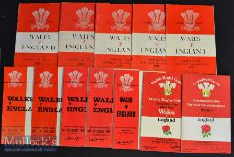 1955-1983 Wales v England Rugby Programmes (12): Lacking just 1967 & 1971^ a run of a dozen Wales