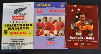 Wales Down Under Rugby Programmes (3): Waikato and also Otago v Wales 1988^ and Australia v Wales (