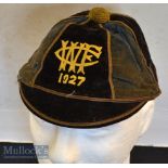 1927 Wellington Rugby Club (NZ) Honours Cap: Distressed and with braid circlet hanging loose but