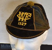 1927 Wellington Rugby Club (NZ) Honours Cap: Distressed and with braid circlet hanging loose but