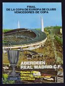 1983 European Cup Winners Cup Aberdeen v Real Madrid football programme date 11 May appears in good^