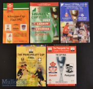 1992-2002 WRU Cup Final Rugby Programmes (5): The games of 1992^ 1997^ 1999 (Bristol)^ 2001 &