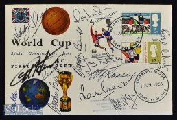 1966 World Cup First Day Cover Signed by 10x to include Alf Ramsey^ Geoff Hurst^ Nobby Stiles^