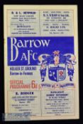 1968 Barrow v Manchester United football programme Lanc’ senior Cup 3rd round date 19 Feb minor