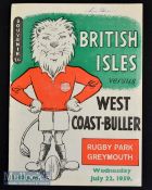 1959 British & Irish Lions in NZ Rugby Programme: West Coast/Buller v the tourists^ large