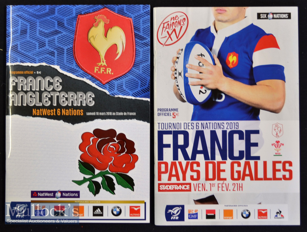 2018/2019 French Rugby Programme Pair^ Short Print Runs^ v England 2018 and v Wales 2019 (2): As