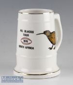 1976 S Africa v New Zealand All Blacks Commemorative Rugby Tankard: Attractive 5.5” tall white