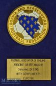 Euro ’96 Presentation medal awarded to Sir Bert Millichip Football Association President 24.6.96. at
