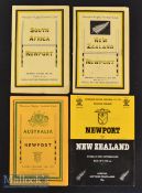 1952-1980 Newport v Tourists Rugby Programmes (4): Scarcer issues v South Africa 1952 & NZ 1954^