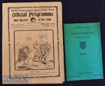 1924/25 England v South Africa Amateur International football programme date 26 Nov played at