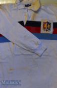 Rare 1971 Match worn Rugby Jersey^ Western Counties of Wales?v Canada: 40” white Bukta Scrum