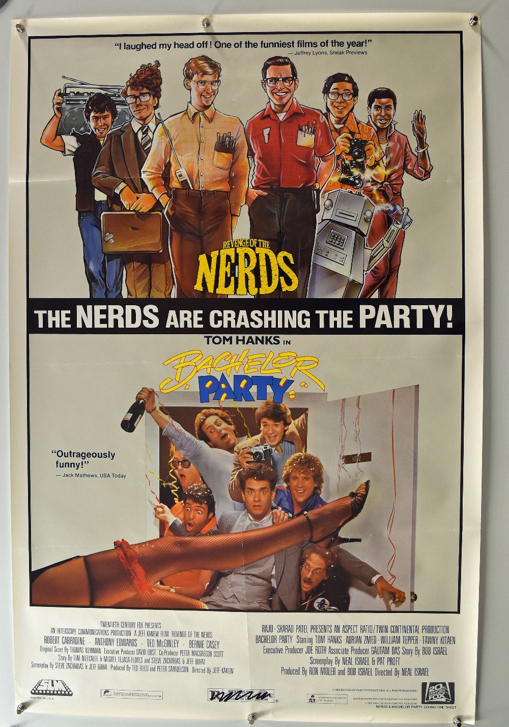 Original Movie/Film Poster Revenge of the Nerds / Batchelor Party - 27 X 40 Double film bill