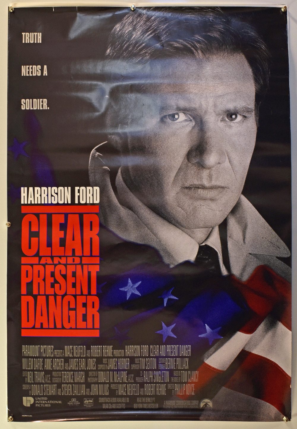 Original Movie/Film Poster Selection including Clear and Present Danger (Harrison Ford)^ Fearless^