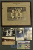 Collection of early tennis postcards and photograph c1920s – 4x postcards of various tennis scenes