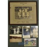 Collection of early tennis postcards and photograph c1920s – 4x postcards of various tennis scenes