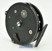 Allcocks Match Special centrepin trotting reel 4” in black^ narrow drum^ twin handle^ dimple