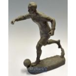 Early 20thc large spelter figure of a footballer by Henry Fugere (1872-1944) - mounted on a