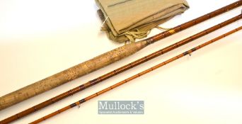 J. MacPherson Inverness split cane salmon fly rod: 14ft 3pc built cane – brass reel fittings and