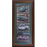 4x Golden Era Jaguar Le Mans Racing Postcards c1995– to incl No.1 Jag C Type winning the ’53 le