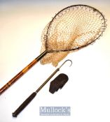 Early Chas Farlow & Co metal band trout landing net and unnamed small trout size gaff (2) – the