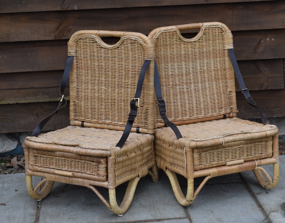 Pair of Late 20th Century Rattan Cane Fishing Seats