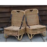 Pair of Late 20th Century Rattan Cane Fishing Seats