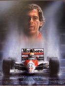 Ayrton Senna (b. 1960 – d.1994) 3x Formula One World Champion colour print by Stewart Coffield –