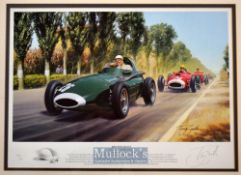 Stirling Moss^ OBE - (b 1929-d 2020) –1957 Driving his Vanguard at Pescara signed ltd ed by Tony