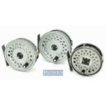 3x various Hardy Bros England The Viscount alloy fly reels – models 130 with “U” shaped reversible