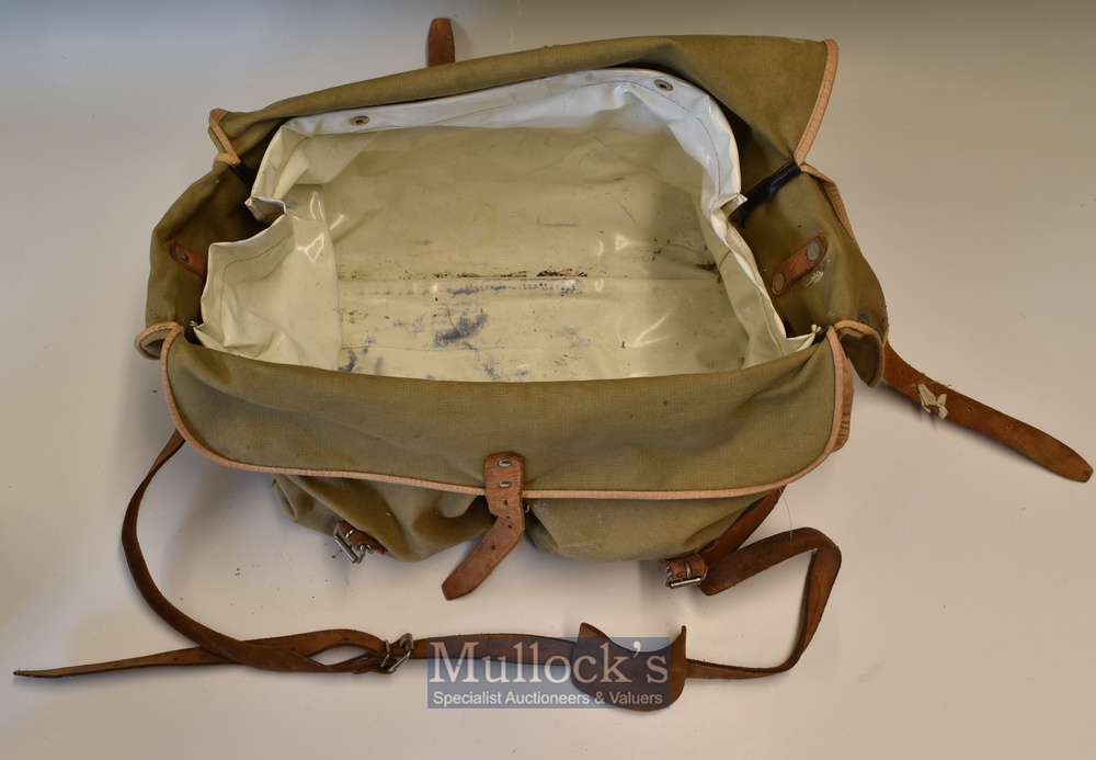 Canvas Fishing Tackle Bag and Selection of Lures with two front pockets^ leather buckle straps^ plus - Image 2 of 2
