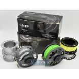 Fine Greys of Alnwick GTX No.1 fly reel with 2x spare spools with counter balance^ together with