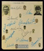 12x Lancashire and England Cricket Players Autographs c1933 – ex album page with players head and
