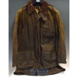 Barbour Solway Zipper Wax Coat appears to fit size 42-44” chest^ with detachable hood^ tartan