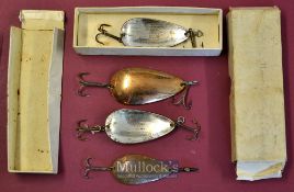 Collection 4x Hardy Bros Alnwick Graduated Lures – to incl 4x Extra Heavy Spoons with copper outside