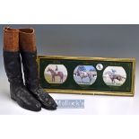 Bill Rickaby Professional Jockey (b.1917- d.1987) – pair of worn leather lightweight racing boots