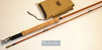 Scarce B James and Son Ealing^ London split cane trout fly rod: 9ft 2pc with Agate lined butt and