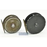 2x Milward Fly reels - Flycraft 3 ½” fly reel in black finish with smooth brass foot; together