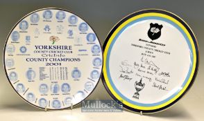 2x Yorkshire County Cricket Club Commemorative Ltd Ed Bone China Plates – to incl winning for the