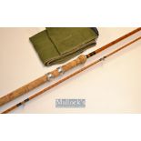 Fine B James and Son London England Richard Walker Mark IV split cane carp rod – 10ft 2in 2pc with