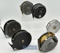 Interesting selection of fly and centrepin reels (6) consisting of a 4” W Richards Speedia wide drum