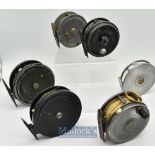 Interesting selection of fly and centrepin reels (6) consisting of a 4” W Richards Speedia wide drum