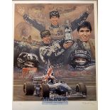 Damon Hill-World Champion 1996 signed limited edition print by Steve Doig - signed by the artist