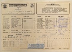 1990 Surrey v Lancashire at The Oval in May signed printed result scorecard – signed by the